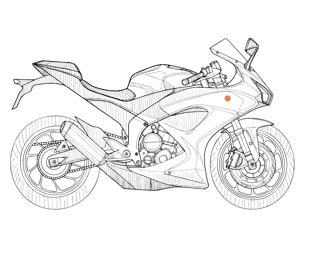 Blueprint sketch of a sport motorcycle